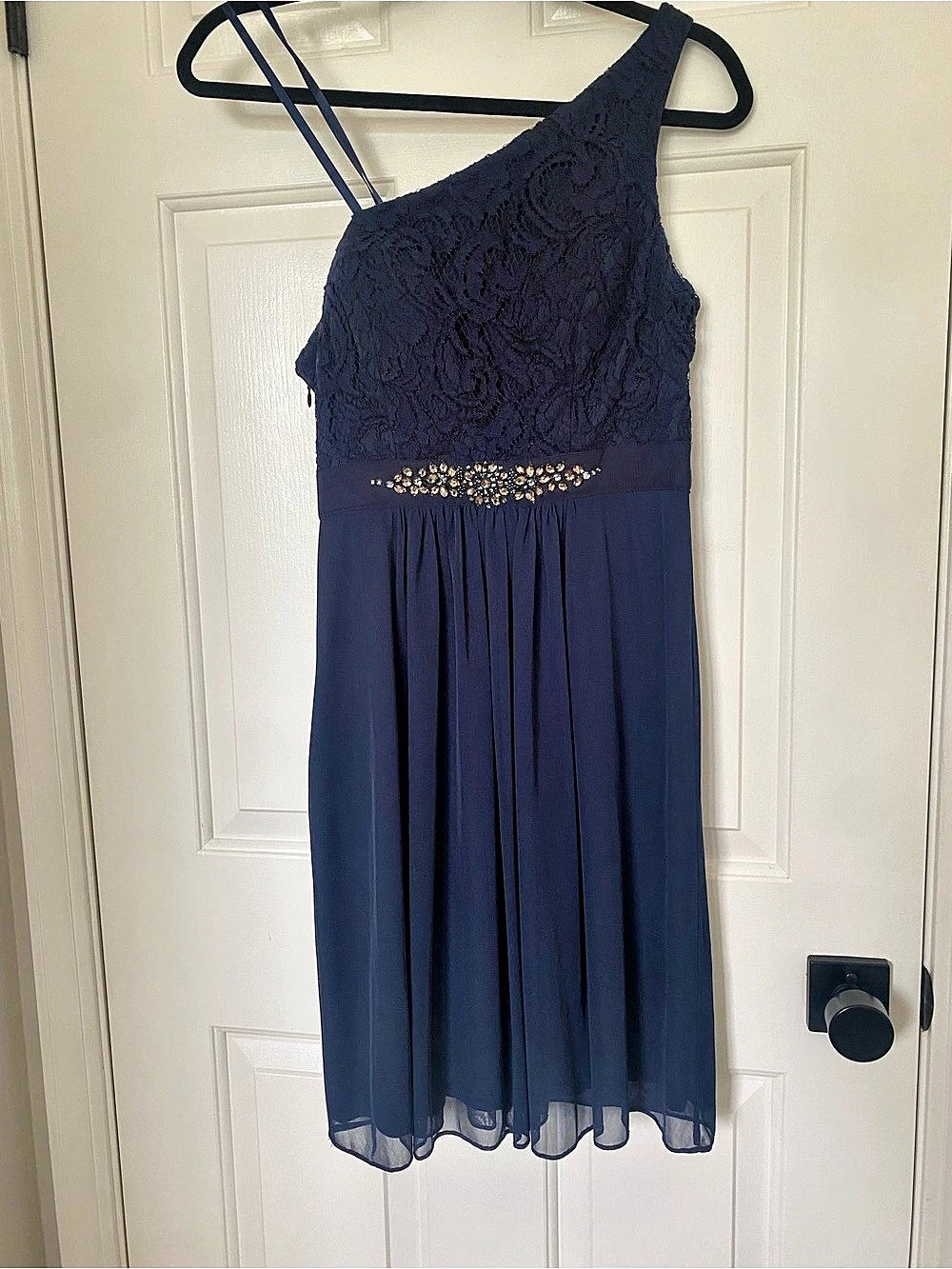 Like New Adrianna Papell Blue One-Shoulder Dress - Size 4
